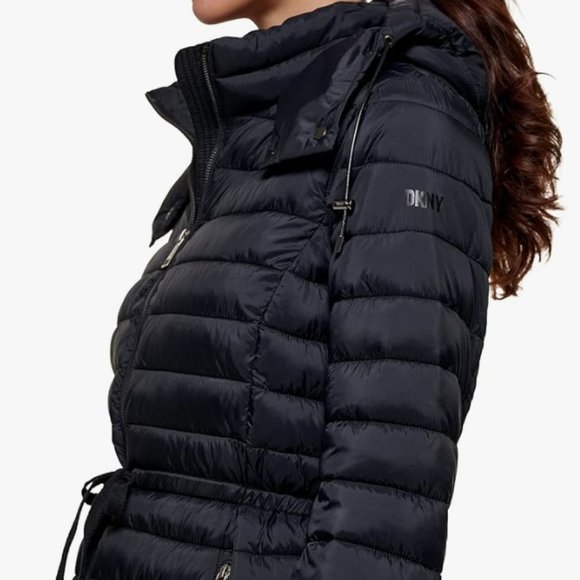 NEW DKNY Womens Comfort Soft Packable Puffer Outwear Jacket Sz L black - Picture 3 of 6
